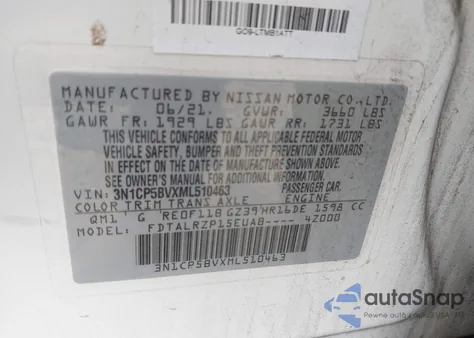 2021 Nissan Kicks S Xtronic Cvt z USA, uszkodzony, nr VIN 3N1CP5BVXML510463